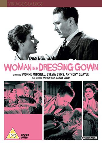 DVD cover for “Woman In A Dressing Gown,” featuring a woman in a patterned robe.