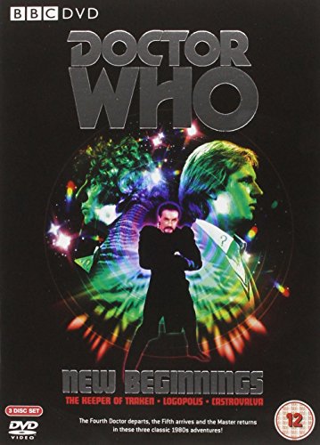 "Doctor Who DVD cover featuring the Fourth Doctor and a companion, with colorful background."