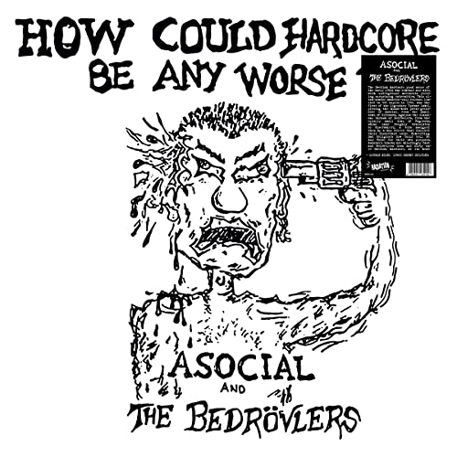 Black and white album cover with punk-style illustration of a face and hand.