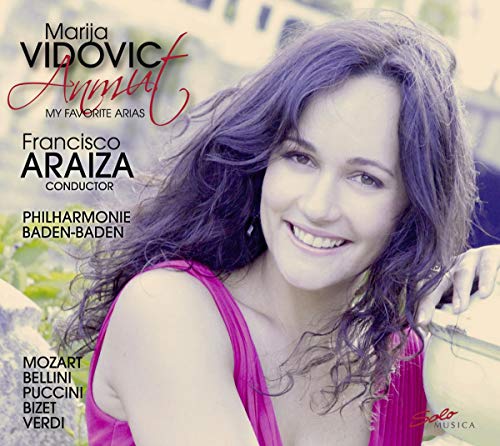 CD cover featuring smiling opera singer Marija Vidovic in red dress.