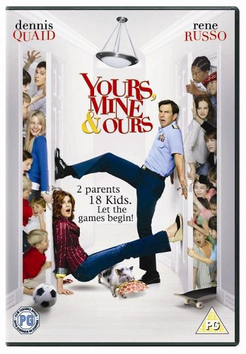 DVD cover for āYours, Mine & Oursā featuring a couple and many children.