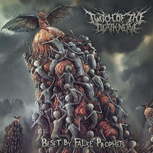 Dark album cover depicting a chaotic, crowded tower with a winged figure.