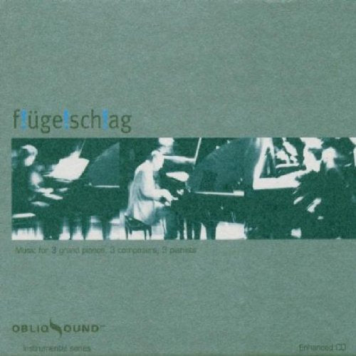 A CD cover with a green-tinted image of three pianists playing grand pianos together.