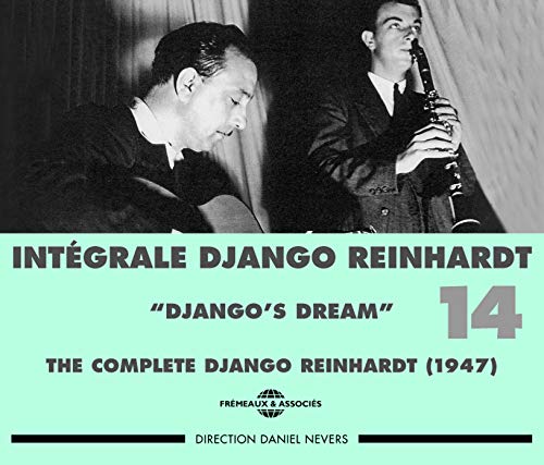 Black and white photo of Django Reinhardt and a clarinetist, album cover.