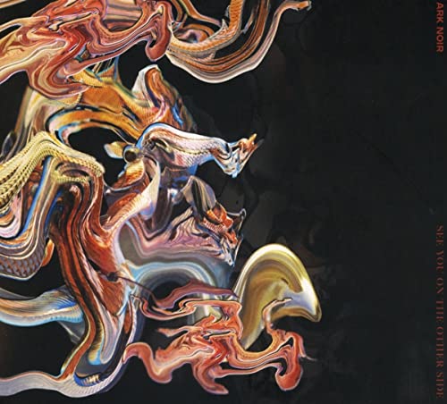 CD cover with abstract, swirling red and gold fluid art design.
