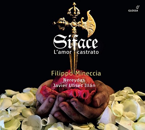 "CD cover with hands holding red heart surrounded by white flowers and a gold cross."