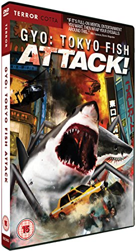 DVD case for "Gyo: Tokyo Fish Attack" with shark attacking a car.