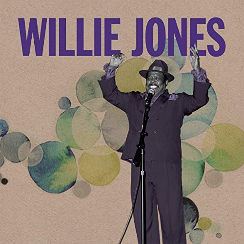 Willie Jones album cover featuring a singer with raised hands at a microphone.