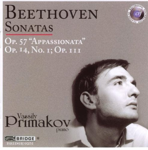 CD cover with a black-and-white photo of a man's profile and Beethoven sonatas text.