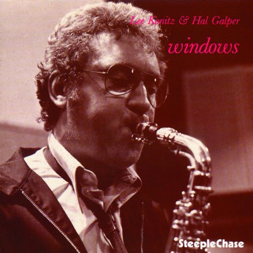Lee Konitz playing saxophone, album cover for "Windows" CD.
