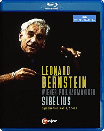 Blue-ray case with Leonard Bernstein image and Sibelius symphonies text on black background.