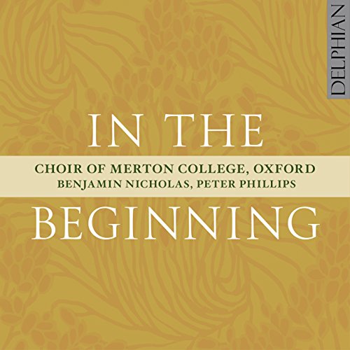 "CD cover with 'In the Beginning' title on yellow background with swirling pattern."