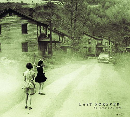 "Album cover with sepia-toned image of two girls walking down a rural road."