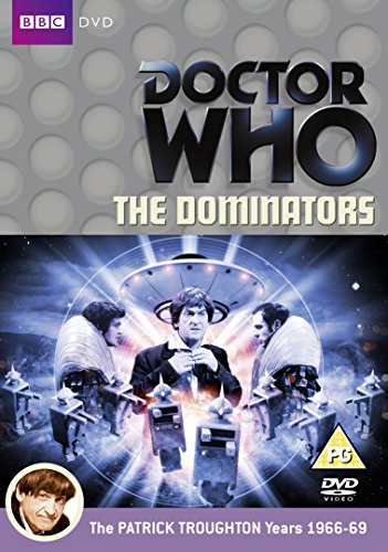 "Doctor Who: The Dominators DVD cover featuring the Doctor and alien figures."