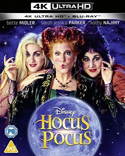 Hocus Pocus 4K UHD Blu-ray cover featuring the Sanderson sisters.