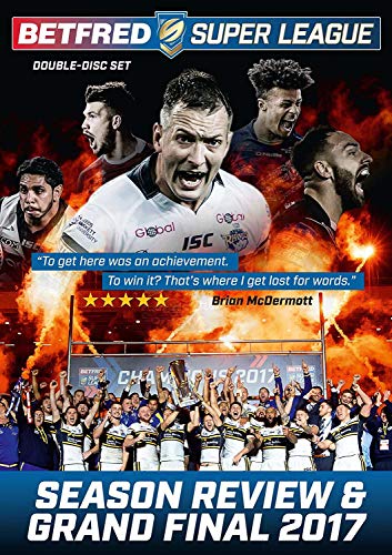 Betfred Super League 2017 Season Review DVD cover with celebrating rugby players.