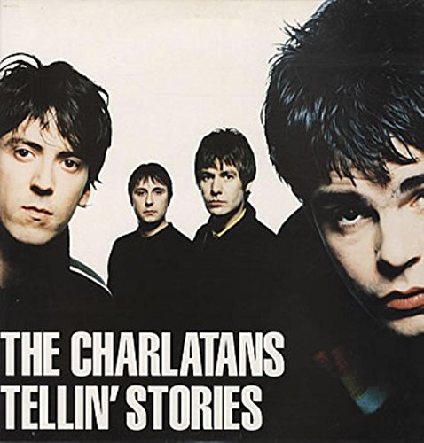 Album cover for The Charlatans’ “Tellin’ Stories” featuring four band members.