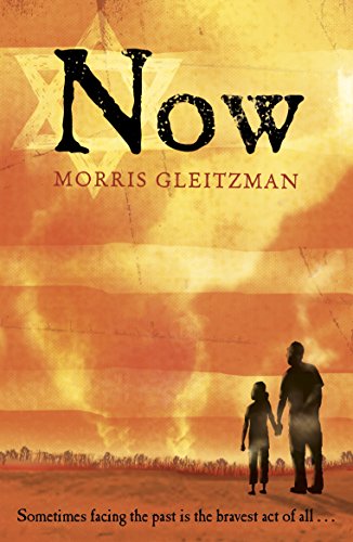 Book cover with orange sky, silhouetted man and child holding hands, and faded Star of David.