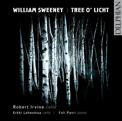 "CD cover featuring a dark forest with white tree trunks and artist names."