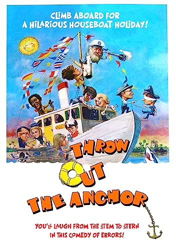 Cartoon image of a crowded houseboat with the film title "Throw Out The Anchor".