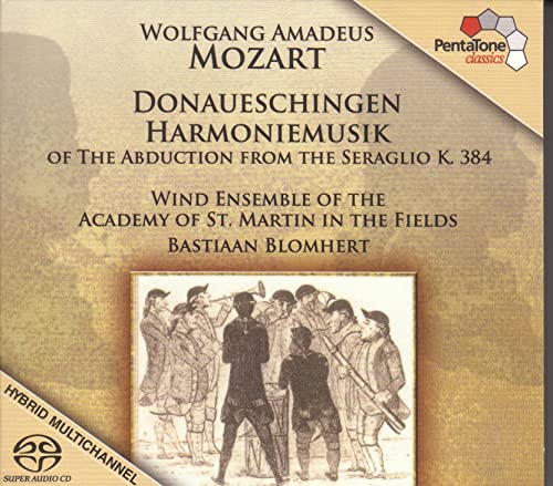 CD cover for Mozart’s “Donaueschingen Harmoniemusik” with a historical illustration.