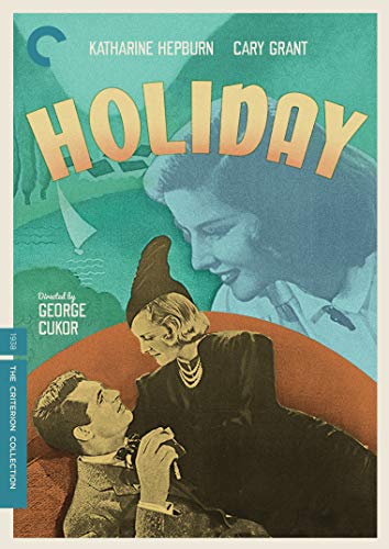 Holiday" DVD cover featuring Katharine Hepburn and Cary Grant in a romantic scene.