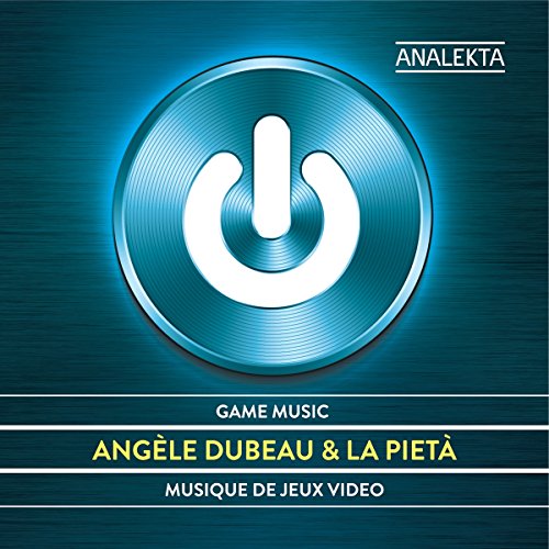 "Blue CD cover with white power symbol and 'Angele Dubeau & La Pieta' in yellow text."