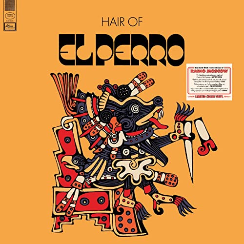 Album cover for El Perro’s “Hair Of” with intricate orange and black artwork.