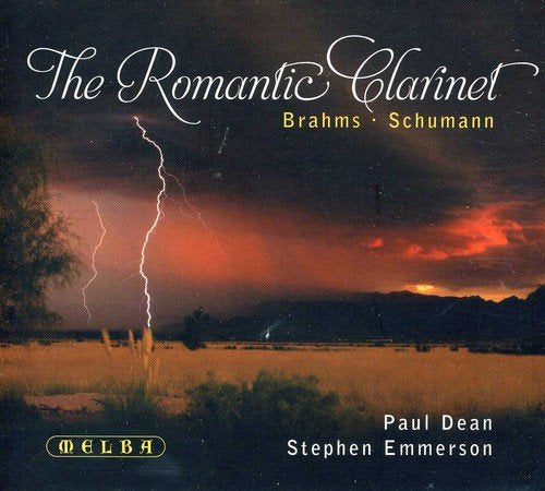 CD cover featuring a landscape with a lightning storm and the title "The Romantic Clarinet".