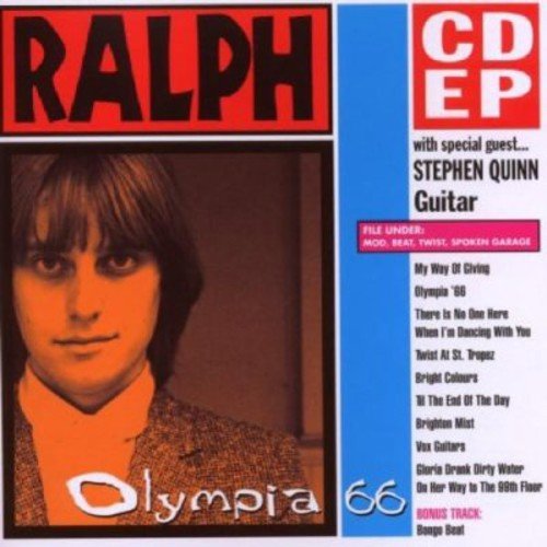 Album cover with a man and track list on a blue and white background.