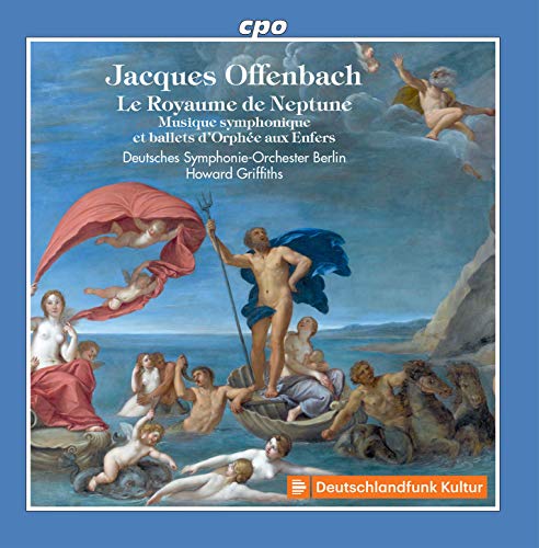 CD cover: Neptune with cherubs, orchestral music by Jacques Offenbach.