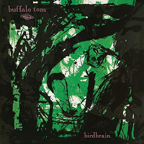 A vinyl record with a mint green disc and a black and green album cover.