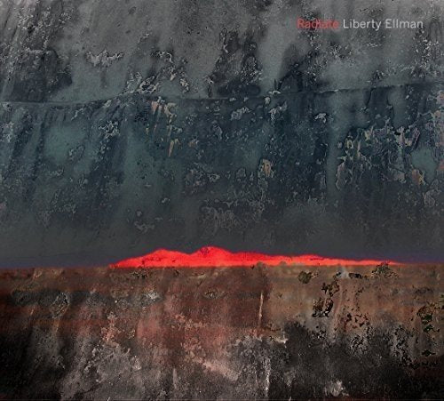 "Album cover with abstract, fiery red landscape and dark, textured background, featuring 'liberty ellman' text."