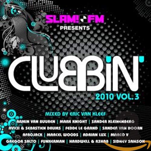 "Album cover with 'CLUBBIN 2010 VOL.3' text on a black background with grey dots."