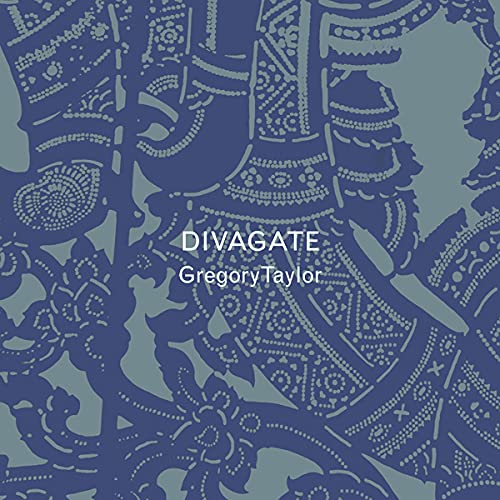 CD cover for Gregory Taylor’s “Divagate” with blue and white patterned design.