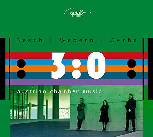 "CD cover with green background, three musicians, and colorful stripes."