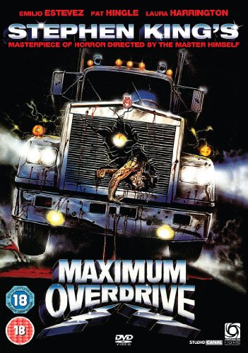 DVD cover for "Maximum Overdrive" featuring a possessed truck with glowing headlights.