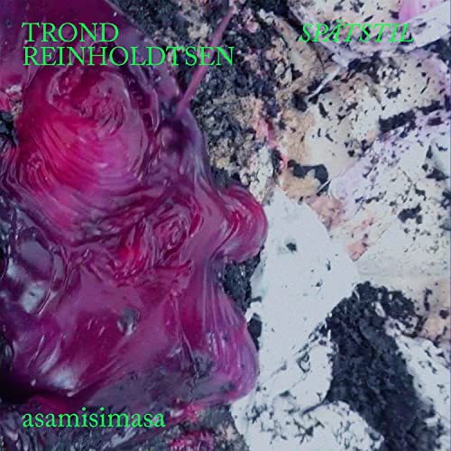 Vinyl album cover: abstract pink and grey textures with green text.