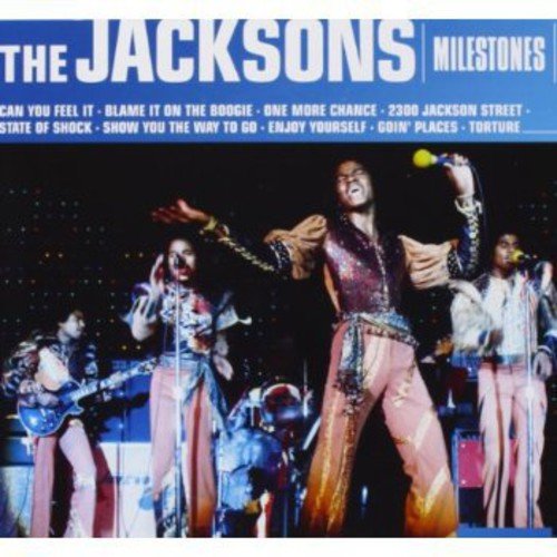 "CD cover featuring The Jacksons performing on stage in sparkly outfits."