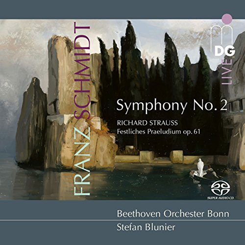 CD cover with a landscape painting and text: Schmidt, Strauss, Beethoven.