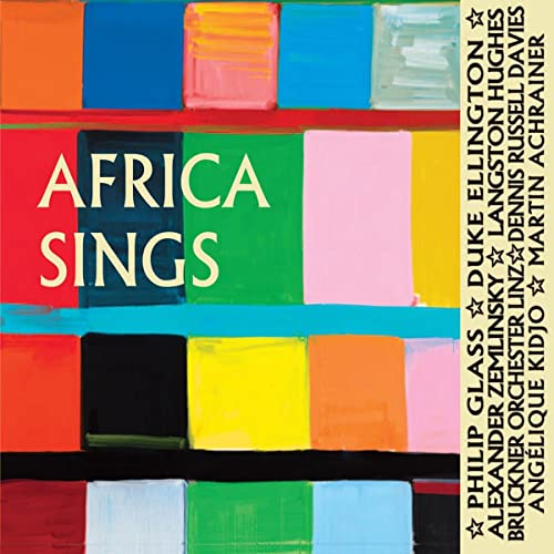 CD cover with colorful, stacked rectangles and the title "Africa Sings".