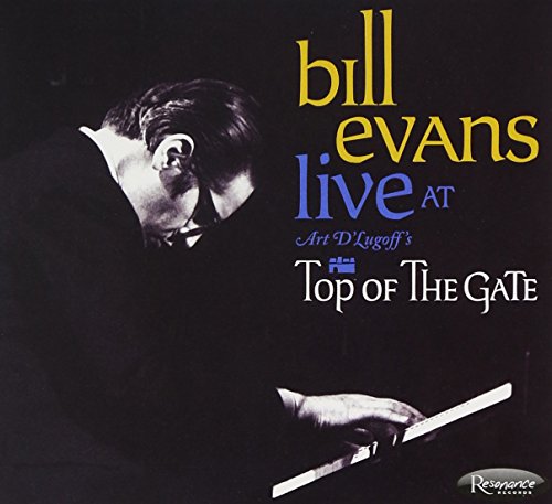 Black and white CD cover featuring pianist Bill Evans at the piano.