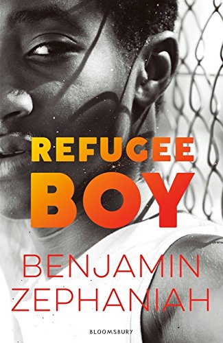 "Book cover featuring a black-and-white photo of a young boy behind a chain-link fence."
