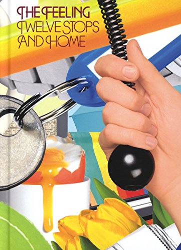 "Album cover with hand holding phone receiver, collage background, and 'The Feeling' text."