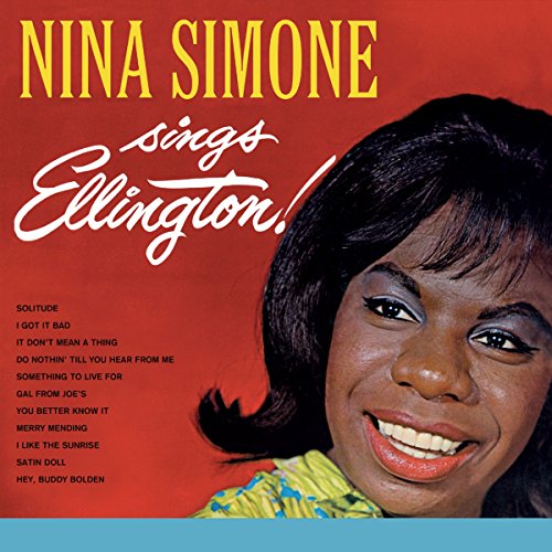 Nina Simone's album cover featuring her portrait against a red background.