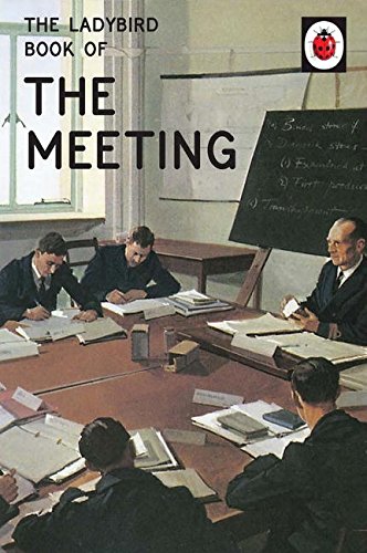 The image depicts a book cover with men in a meeting.