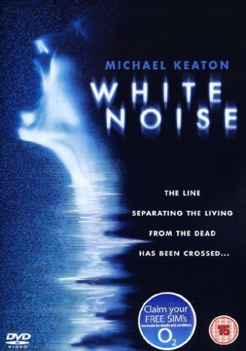 DVD cover for White Noise featuring a blue, distorted, static-like figure on black background.