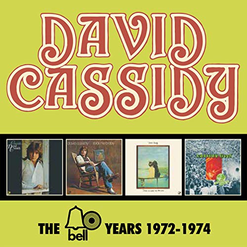 David Cassidy's album cover featuring four album covers and a green background.