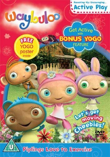 Waybuloo DVD cover featuring four colorful Pipling characters in a garden setting.