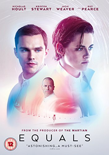 DVD cover for "Equals" featuring three actors with a futuristic background and title text.